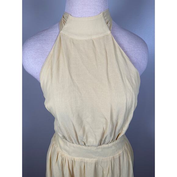 Reformation Andee Halterneck Open Back Sunshine Yellow Maxi Dress Size 10 - Picture 3 of 9
